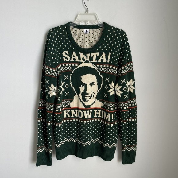 Elf Movie Green Fair Ilse Santa I Know Him Ugly Christmas Sweater - Picture 1 of 7